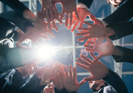 close up. young business team standing in a circle.