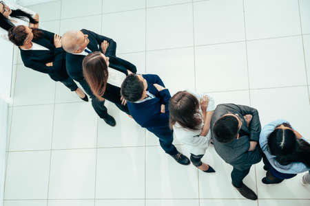 group of confident business people standing in a rowの写真素材