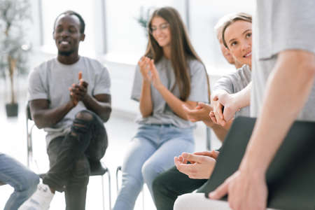 group of listeners applauding the speaker at the seminar.の写真素材