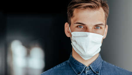 close up. young man in a protective mask.の写真素材