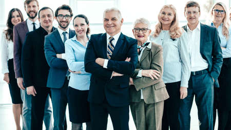 large group of diverse business people looking up.の写真素材