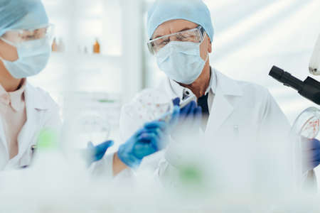 close up. scientists discussing the results of their research.の写真素材