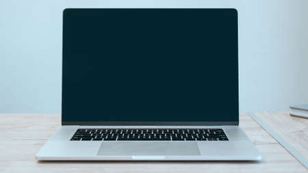 close up. stylish laptop on the table.の写真素材