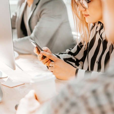 close up. the working group is working on a new projectの写真素材