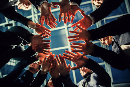 close up. young business team standing in a circle.