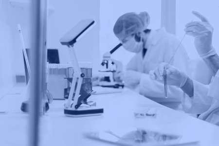 background image scientists are conducting research in the laboratory.
