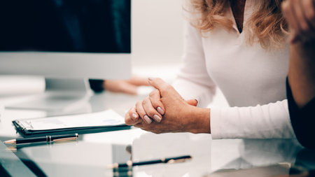 close up. business woman working in an officeの写真素材