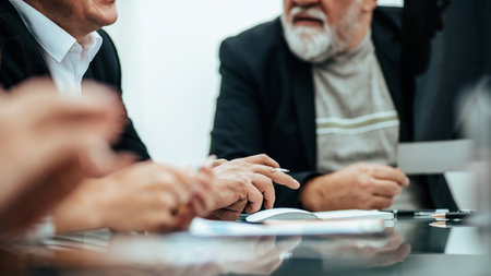 close up. business partners are discussing the terms of the new contractの写真素材