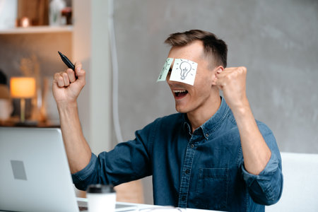 happy young man has a great idea.の写真素材