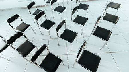 top view. chairs in an empty conference room.の写真素材
