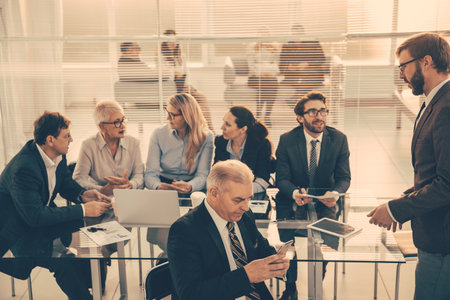 group of business people works in a modern office.の写真素材
