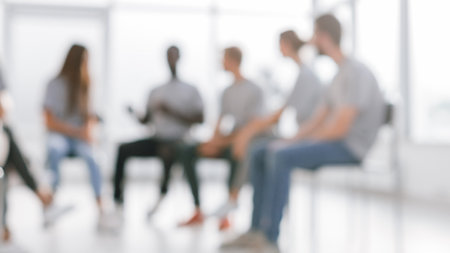 background image of a group of young people at a meeting in a conference roomの写真素材