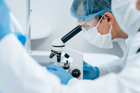close up. group of scientists conducts testing in the laboratory.
