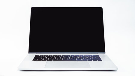 close up. stylish laptop on a white background.の写真素材