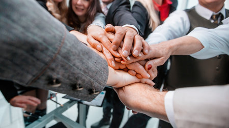 close up. a group of business people showing their overall success
