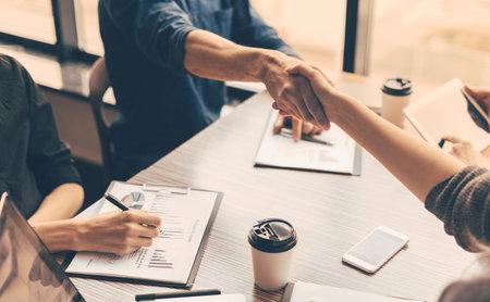 close up. handshake of business people in the office.の写真素材