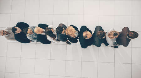 top view. group of diverse business people standing together.