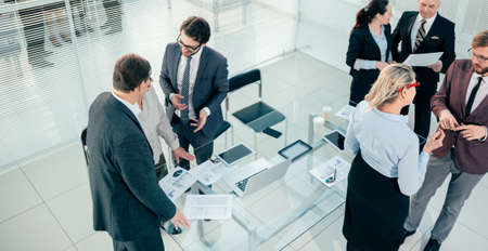 business team discussing work issues in the office.