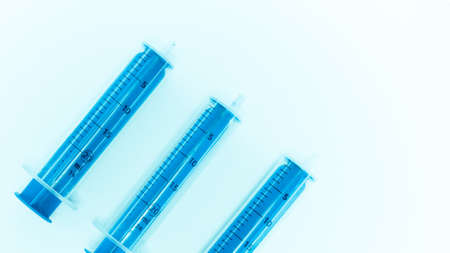 Set with different syringes on white background.の写真素材