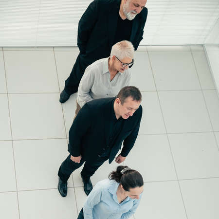 top view. diverse business people standing in line.