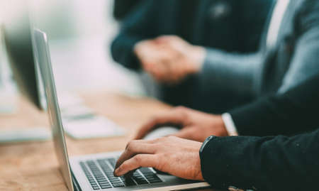 close up. image working group working on laptopsの写真素材