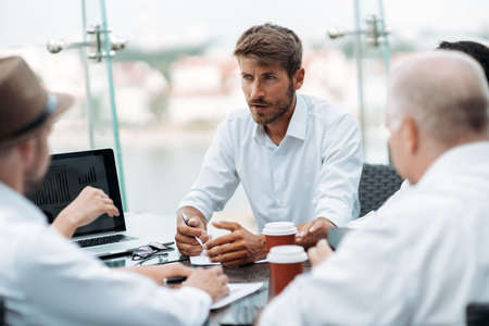 business team discussing new business proposals . close-up.の写真素材