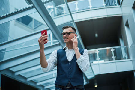 young man talking on a video link.