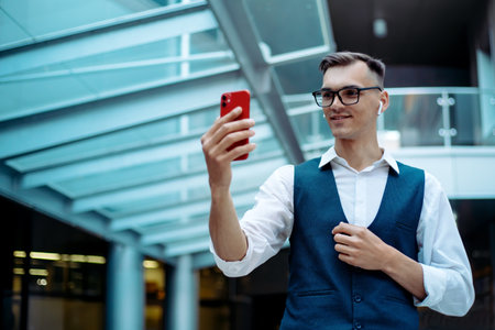 young man talking on a video link.