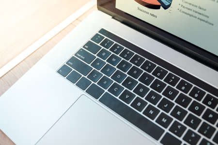 close up. financial chart on the laptop screen .