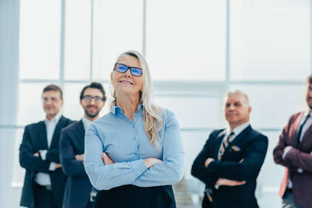 close up. successful business woman looking forward