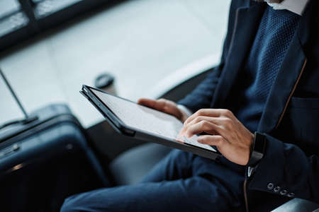 cropped image of a businessman with a digital tablet .の写真素材