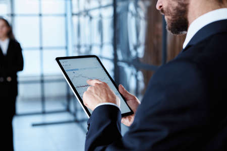 businessman using digital to analyze new information.の写真素材