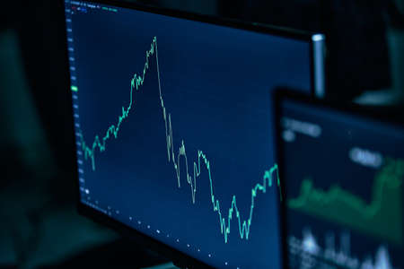 image is a graph of financial development on a computer monitor.