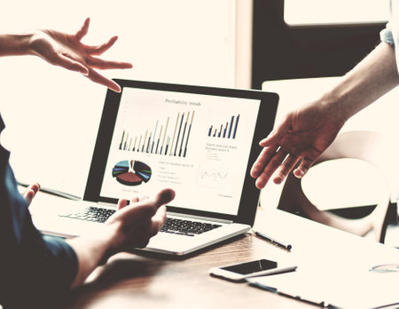 close up. business colleagues discussing financial data.の写真素材
