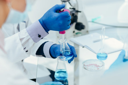 close up. scientists are working on creating a new vaccine.の写真素材