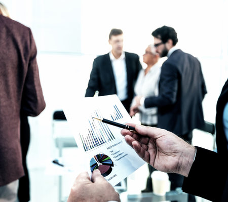 close up. financial chart in the hand of a businessmanの写真素材