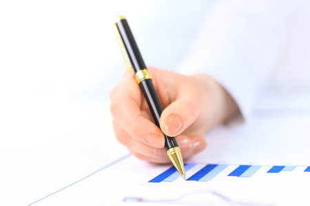 close up. businessman checking the financial schedule.の写真素材
