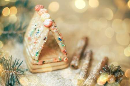 cinnamon sticks and cookies at the Christmas table