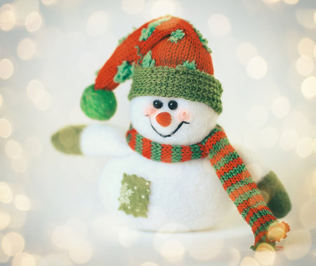 toy funny snowman .isolated on white backgroundの写真素材