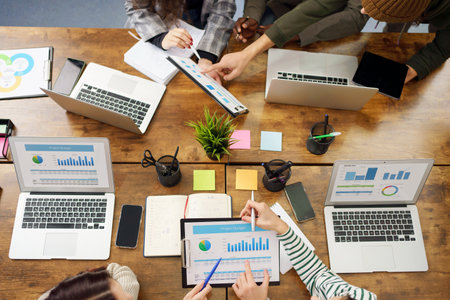 business team analyzing financial data . concept of teamwork.の写真素材