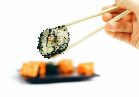 traditional Japanese sushi dish. photo with copy spaceの写真素材
