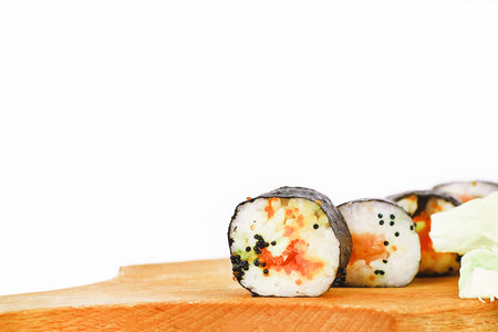 traditional Japanese sushi dish. photo with copy spaceの写真素材