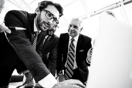 close up. business colleagues looking at the laptop screen.の写真素材