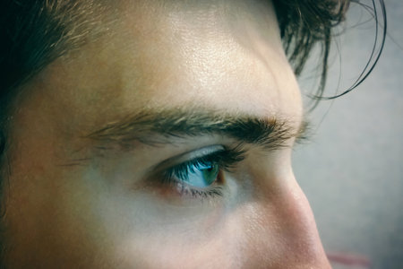 face in profile of a young manの写真素材