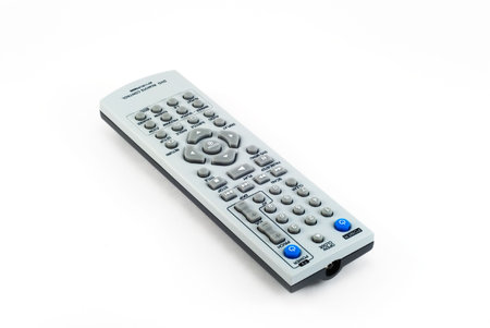 The remote control the TV photographed on a white backgroundの写真素材