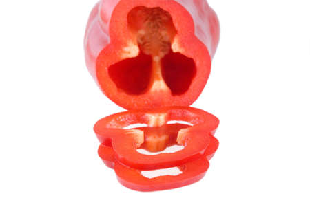 Red sweet pepper is photographed on the white background
