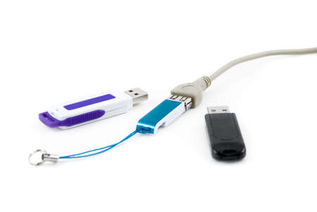The three device of flash-memory for USB are photographed close-up
