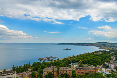 The Kerch Bay, the view from the top of mount Mithridatesのeditorial素材