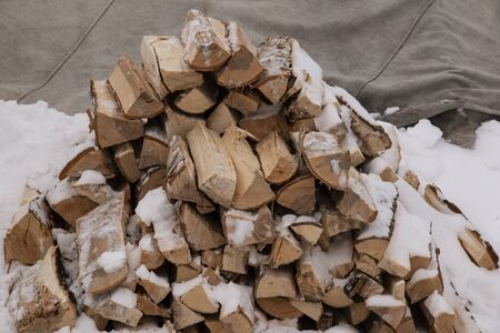Woodpile, a pile of chopped wood near the national home of the peoples of the North-plague
