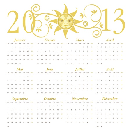 French calendar for 2013 with decorative headerのイラスト素材